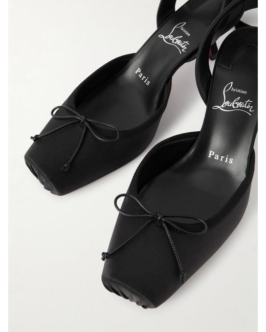 Christian Louboutin Black Cassia 55 Bow-Detailed Grosgrain-Trimmed Satin Pumps