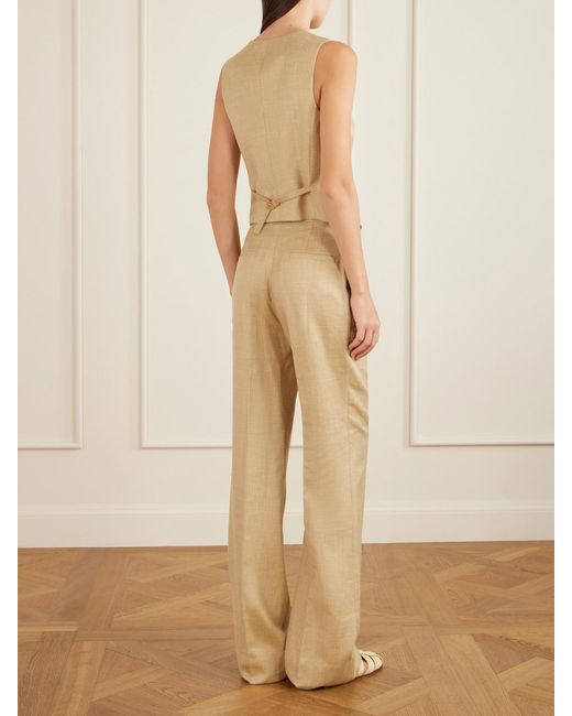 Gabriela Hearst Natural Coleridge Wool, Silk And Linen-Blend Twill Vest