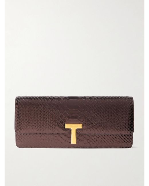 Pochette En Cuir Effet Serpent Métallisé Wallis Tom Ford en coloris Brown