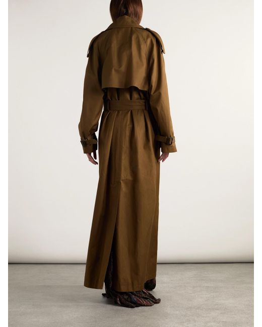 Trench-Coat Oversize En Serge De Coton À Ceinture Saint Laurent en coloris Natural