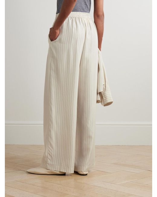 Pantalon Large En Soie À Rayures Rohe en coloris Natural