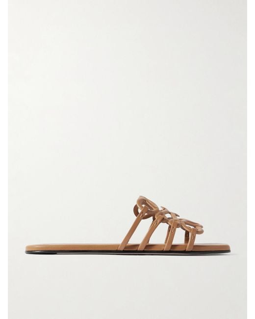 Loewe White Petal Anagram Leather Slides