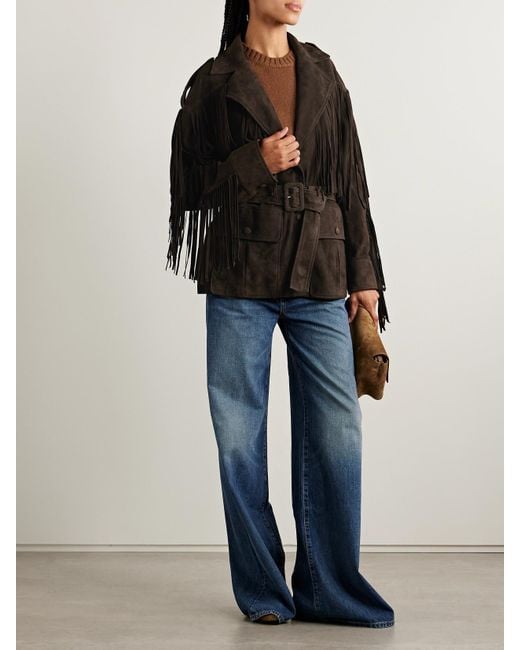Veste En Daim À Franges Et À Ceinture Cassidy Nour Hammour en coloris Black