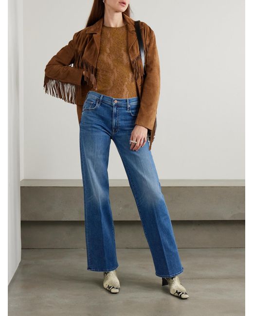 Mother Blue The Maven Sneak Halbhohe Jeans Mit Geradem Bein