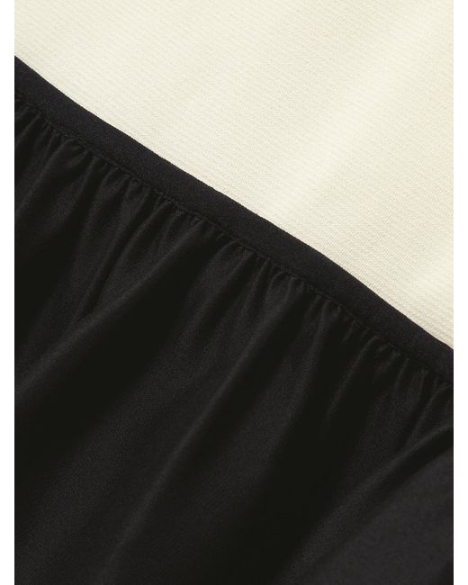 Totême White Twinflower Gathered Ribbed-Knit And Wool And Silk-Blend Crepe Midi Dress