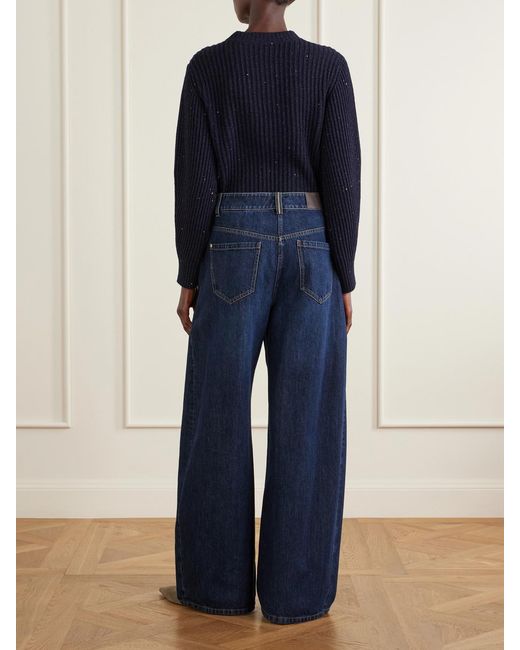 Brunello Cucinelli Blue Mid-Rise Wide-Leg Jeans