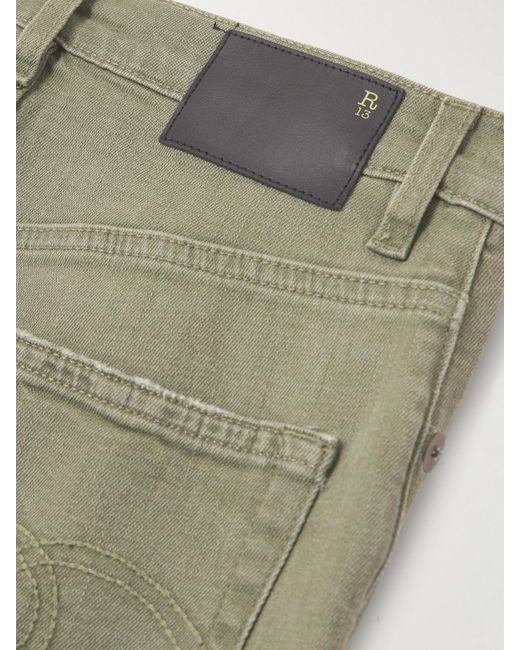 R13 Green Jane Distressed High-Rise Wide-Leg Jeans