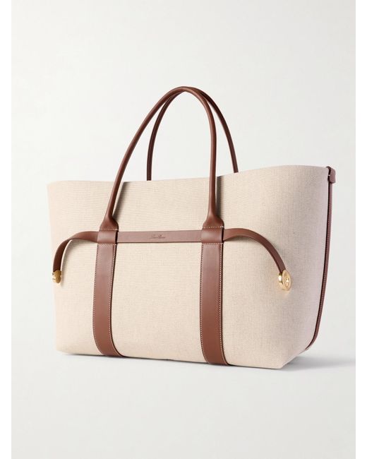 Loro Piana Natural Ghiera Large Leather-Trimmed Canvas Tote