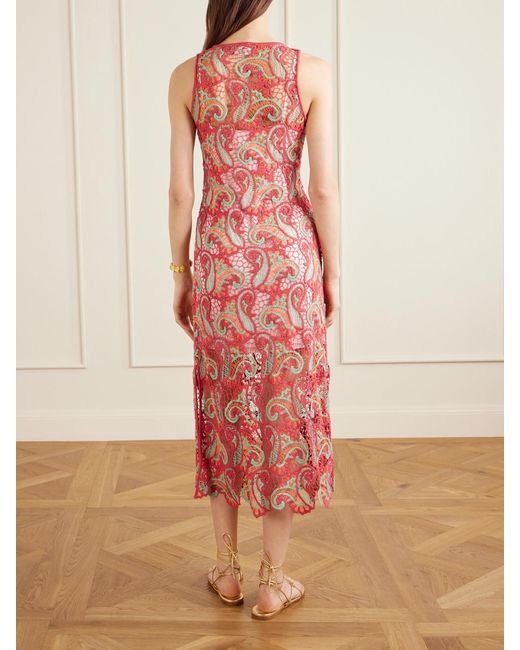 Etro Red Crocheted Midi Dress
