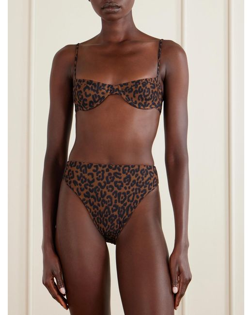 Haight Gray Barbara Leopard-Print Bikini Top