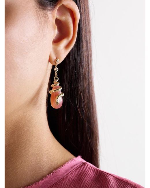 Jacquie Aiche Natural 14-Karat, Moonstone And Diamond Earrings