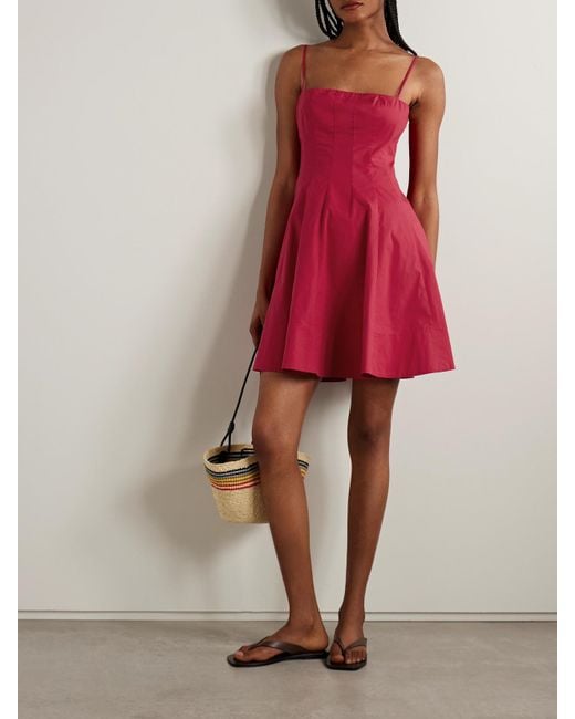 Staud Red Wylie Minikleid Aus Popeline Aus Einer Baumwollmischung