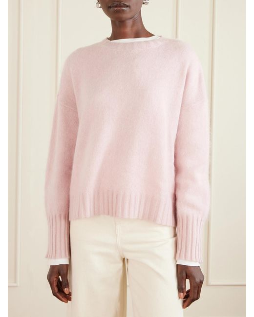 La Ligne Pink Brushed Wool And Cashmere-Blend Sweater