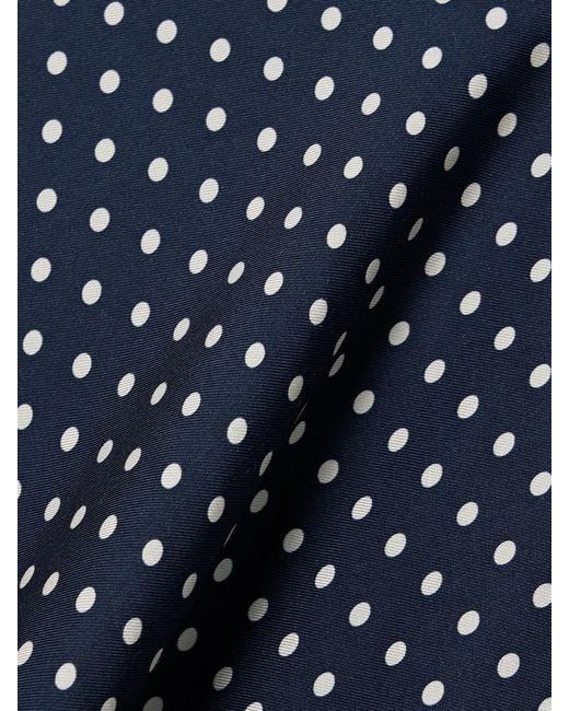Doen Blue Tahlia Belted Polka-Dot Silk-Blend Twill Midi Dress