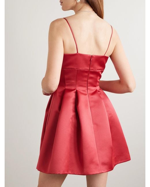 Emilia Wickstead Red Honor Minikleid Aus Duchesse-Satin Mit Falten