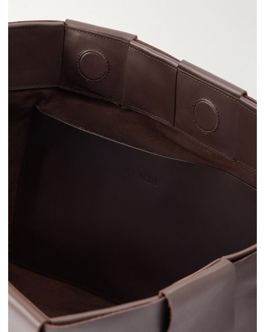 St. Agni Brown Woven Large Leather Tote
