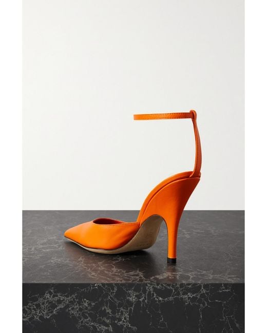 By Far Orange Eliza Leather Pumps