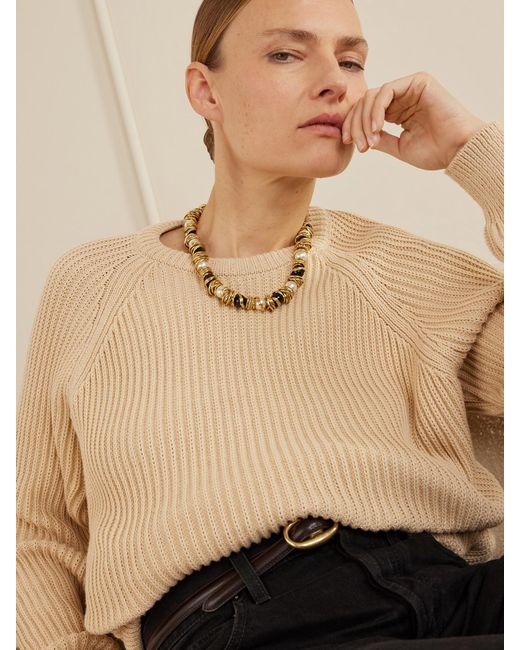 Saint Laurent Natural Tone Pearl-Like Bracelet