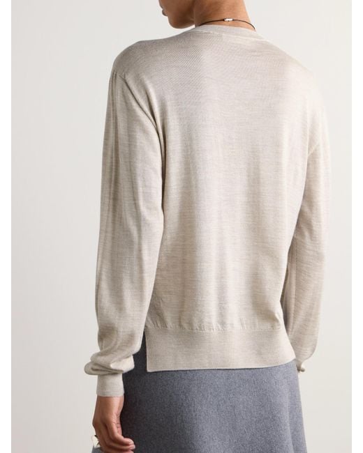 Jil Sander White Pullover Aus Einer Mischung Aus Kaschmir, Wolle Und Seide