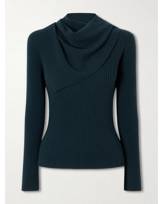 Zimmermann Blue Valiant Scarf Wool Sweater