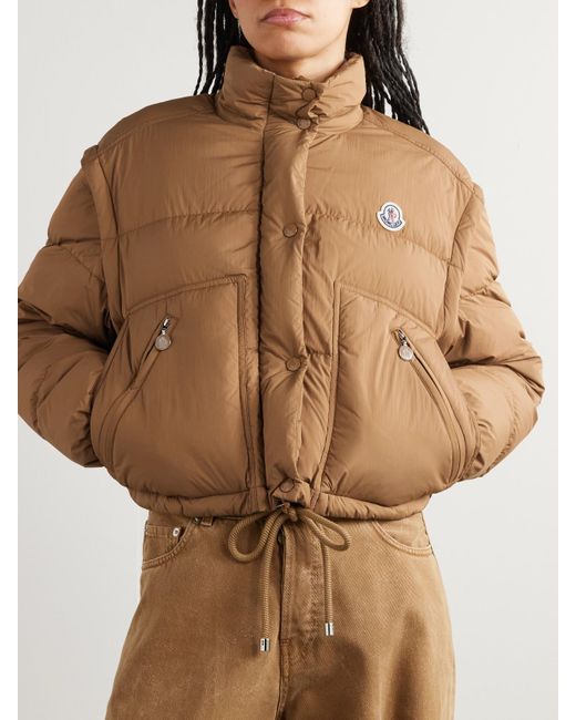 Moncler Natural Selle Cropped Quilted-Shell Down Jacket