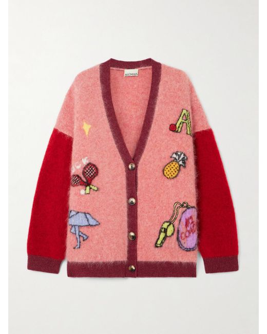 ALÉMAIS Red Anouk Colantoni Court Oversized Jacquard Cardigan