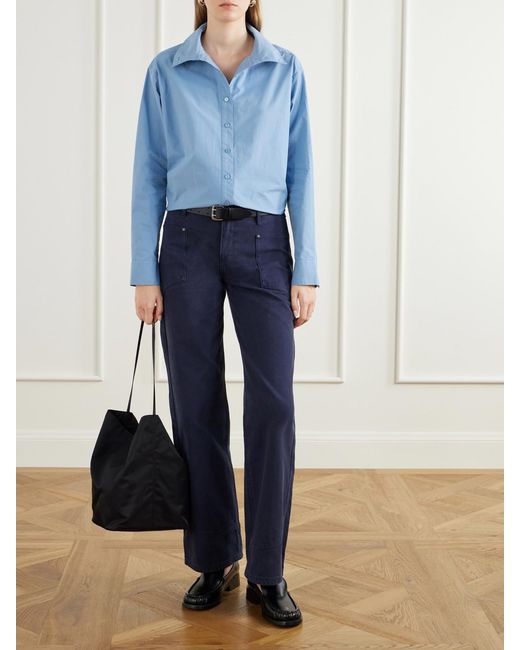 Still Here Blue Madison Cotton-Poplin Shirt