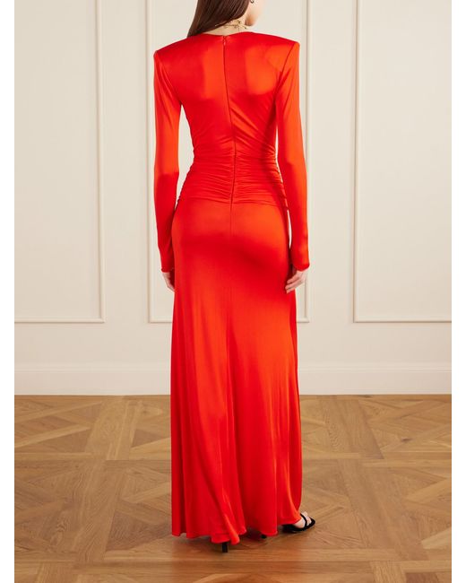 The New Arrivals Ilkyaz Ozel Red Azure Satin Maxi Dress