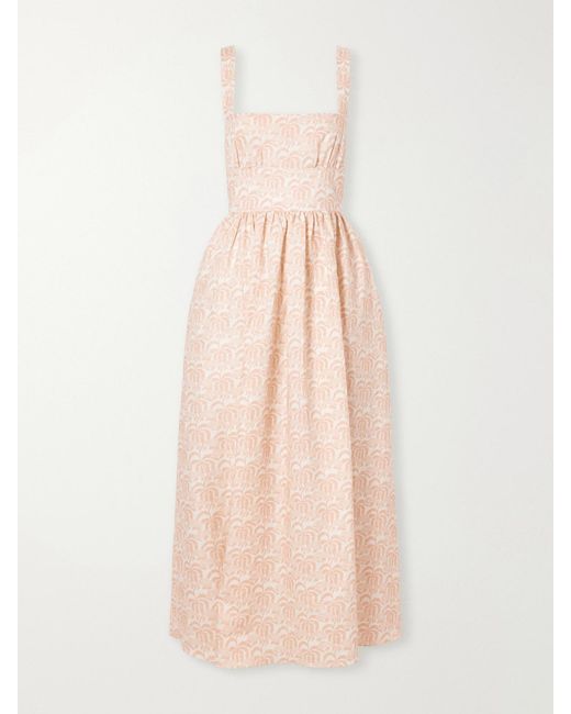 Matteau Pink Crossback Linen-Blended Maxi Dress