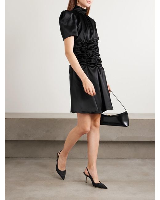 Violante Nessi Black Balthus Ruched Satin Mini Dress