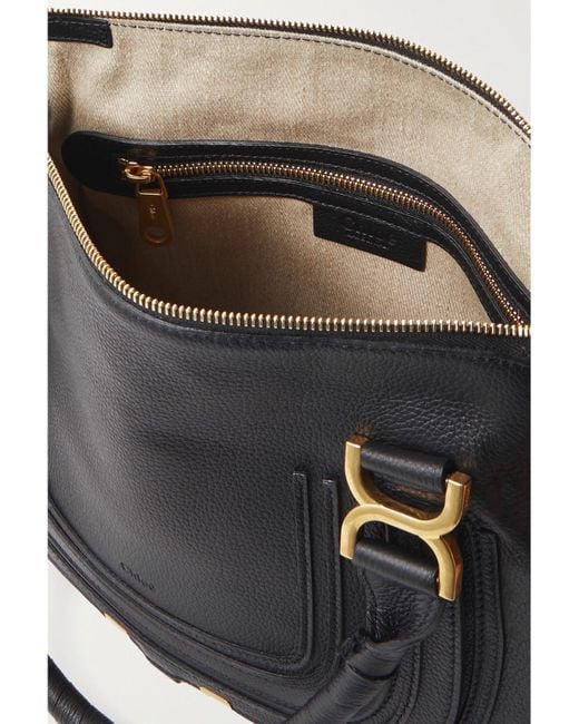 Chloé Black Net Sustain Marcie Medium Textured-Leather Tote
