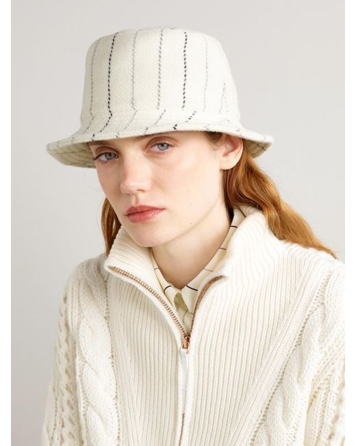 Gabriela Hearst Natural Kiran Striped Cashmere And Wool-Blend Bucket Hat