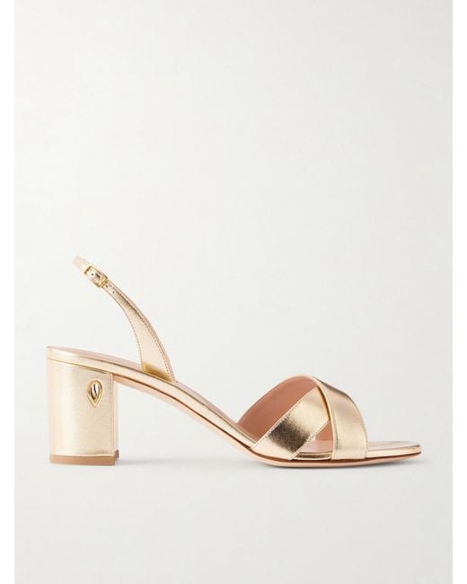 JENNIFER CHAMANDI Natural Leonardo 65 Metallic Leather Sandals