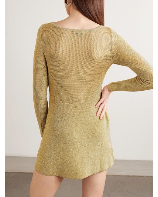gold dress net a porter ROSE GOLD SPARKLY KNIT MINI DRESS | CULT MIA
