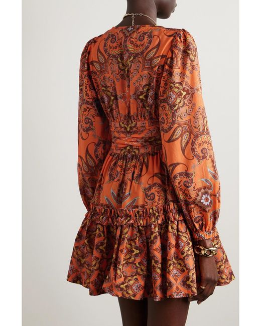 Cara Cara Orange Harper Tiered Printed Cotton-Voile Mini Dress
