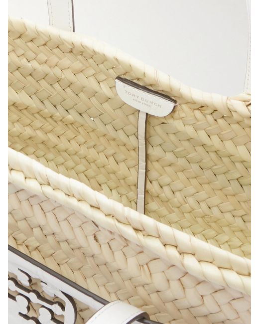 Tory Burch Natural Ella Kleine Tote Aus Geflochtenem Stroh Mit Lederbesätzen