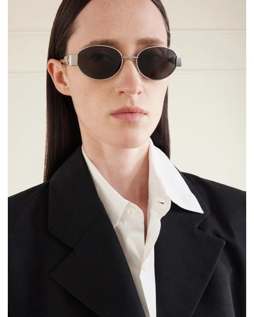 Céline Metallic Oval-Frame-Tone And Acetate Sunglasses
