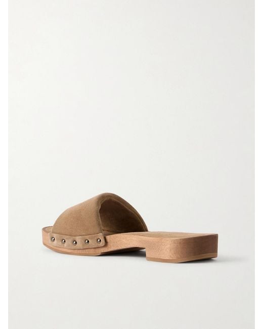 Brunello Cucinelli White Suede Clogs
