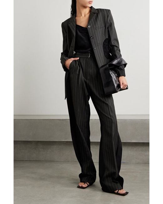 DIOTIMA Black Stona Paneled Twill Straight-Leg Pants