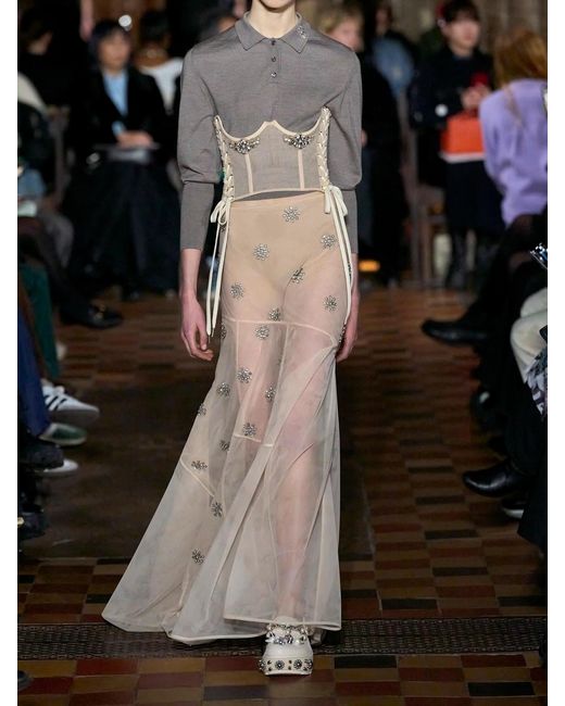 Simone Rocha White Cropped Tulle Bustier Top