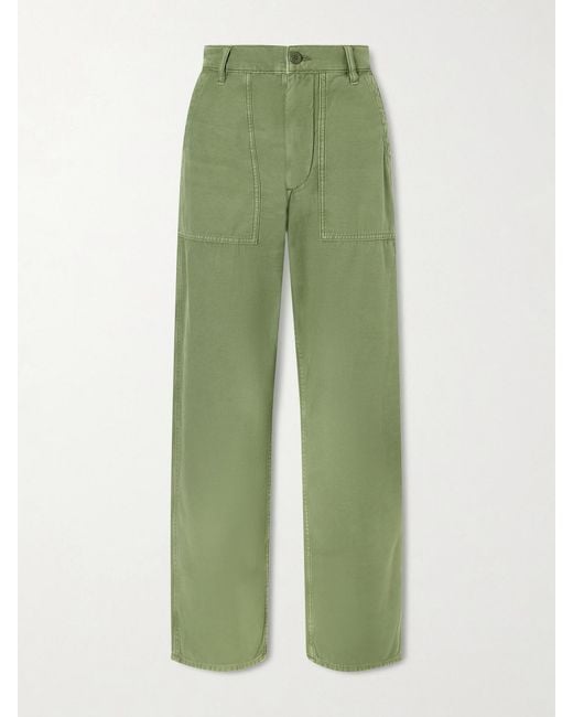Polo Ralph Lauren Green Cotton-Twill Straight-Leg Pants