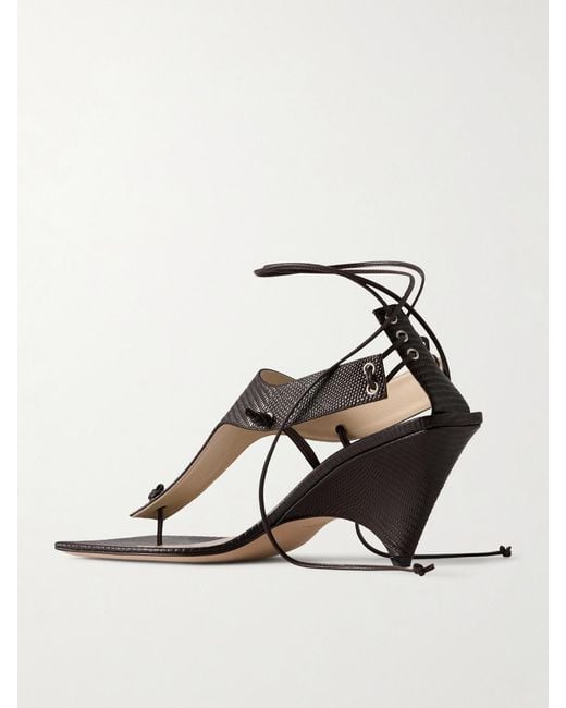 Christen White Edge T-Strap 75 Textured Leather Sandals