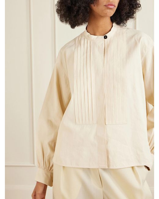 Jil Sander Natural Pleated Linen Shirt