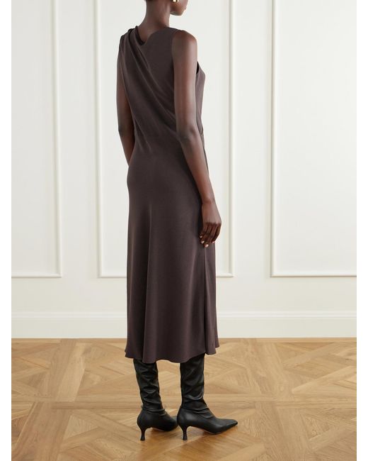 Theory Metallic Knotted Crepe Midi Dress