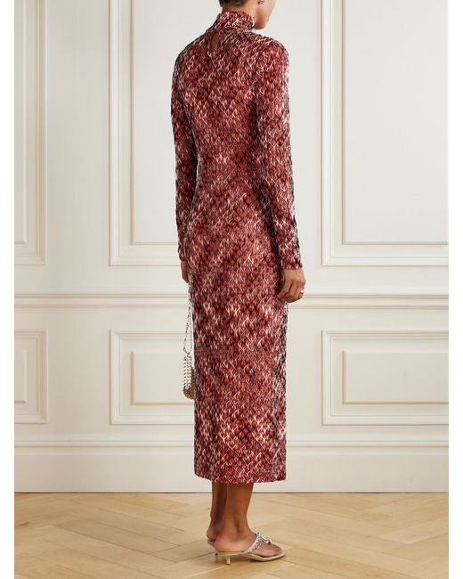 Missoni Red Space-Dyed Wool-Blend Midi Dress