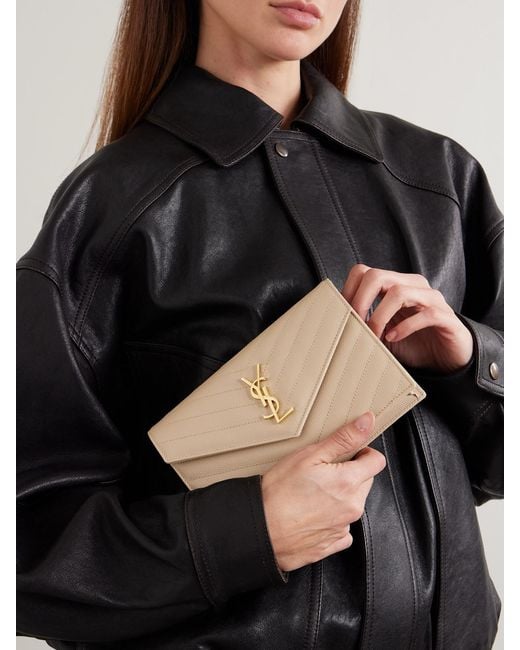 Saint Laurent Natural Cassandre Matelassé Textured-Leather Shoulder Bag