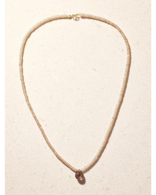 JIA JIA Natural Raindrop 14-Karat Smoky Quartz And Zircon Necklace