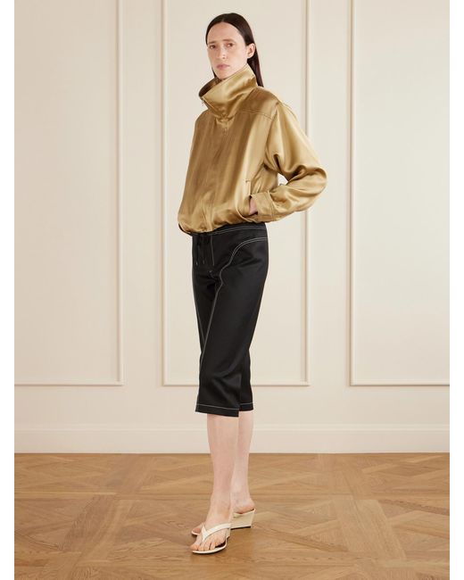 Aflalo Black Zuri Wool-Twill Skinny-Leg Capri Pants