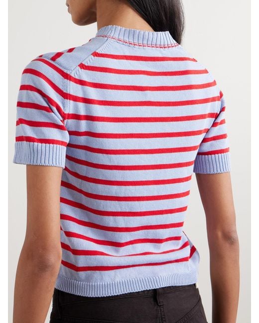 &Daughter Red Shona Striped Organic Cotton Top