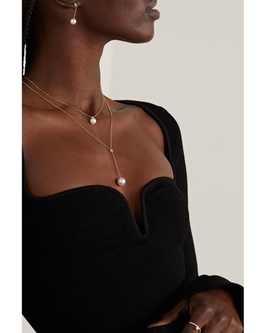 Mizuki Natural 14-Karat, Pearl And Diamond Necklace